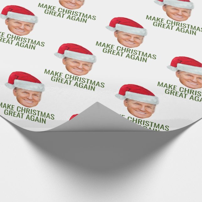 Trump with Santa Hat - Make Christmas Great Again Wrapping Paper (Corner)