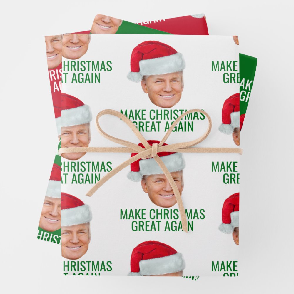 Discover Trump with Santa Hat - Make Christmas Great Again Wrapping Paper