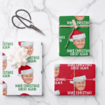 Trump with Santa Hat - Make Christmas Great Again Wrapping Paper Sheets<br><div class="desc">A funny design supporting President Trump. Make Christmas great again with a photo of Donald Trump with a Santa Hat.</div>