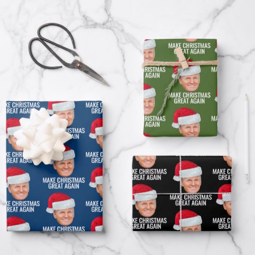 Trump with Santa Hat _ Make Christmas Great Again Wrapping Paper Sheets