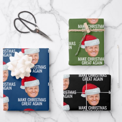 Trump with Santa Hat - Make Christmas Great Again Wrapping Paper Sheets