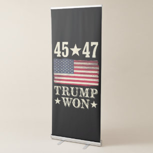 Trump Won 2024 45 47Th President Usa Flag Retractable Banner