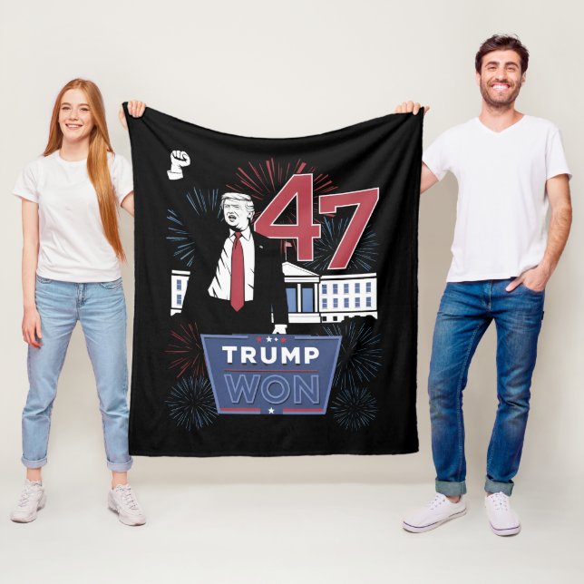 Trump Won 2024 President 47 America USA Fleece Blanket (In Situ)