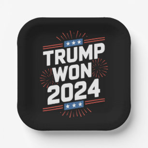 Trump Won 2024 President 47th Of White House Paper Plates