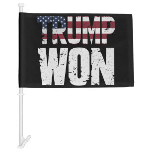 Trump Won 47th US President Won Election 2024 Car Flag