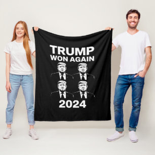 Trump Won Again 2024 Election Inauguration Day 47 Fleece Blanket