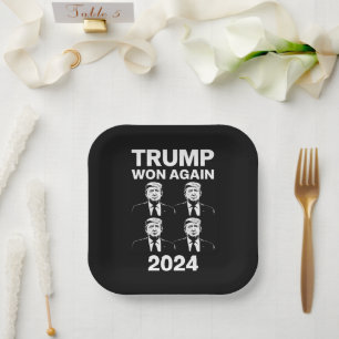 Trump Won Again 2024 Election Inauguration Day 47 Paper Plates