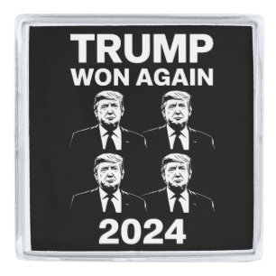 Trump Won Again 2024 Election Inauguration Day 47 Silver Finish Lapel Pin