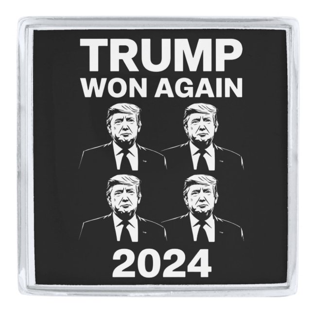 Trump Won Again 2024 Election Inauguration Day 47  Silver Finish Lapel Pin (Front)