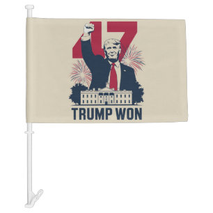 Trump Won Again 2024 Election President 47 th Car Flag