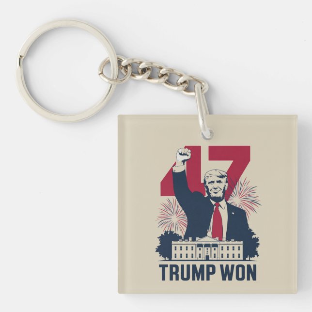 Trump Won Again 2024 Election President 47 th  Keychain (Front)