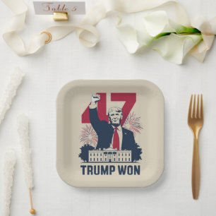 Trump Won Again 2024 Election President 47 th Paper Plates