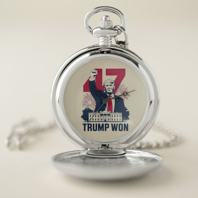 Trump Won Again 2024 Election President 47 th  Pocket Watch (Inside)