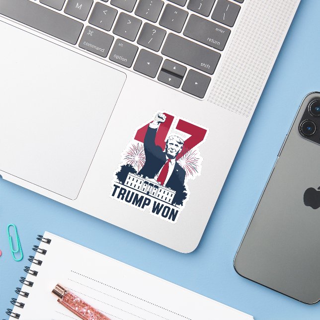 Trump Won Again 2024 Election President 47 th  Sticker (Laptop w/ iPhone)