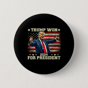 Trump Won Again 2025 Election President 47 Th Amer Button