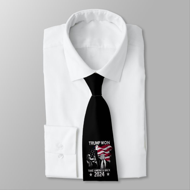 Trump Won Again Take America Back 2024 Neck Tie (Tied)