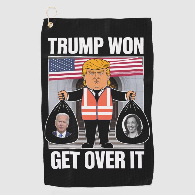 Trump Won Get Over It Maga Won Election 2024  Golf Towel (Front)