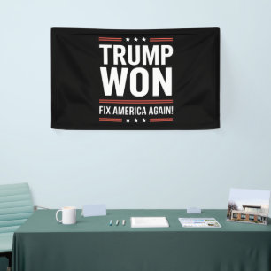 Trump Won MAGA Trump Winner 2024 Fix America Again Banner