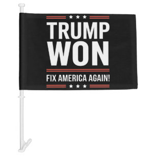 Trump Won MAGA Trump Winner 2024 Fix America Again Car Flag