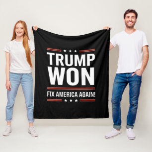 Trump Won MAGA Trump Winner 2024 Fix America Again Fleece Blanket