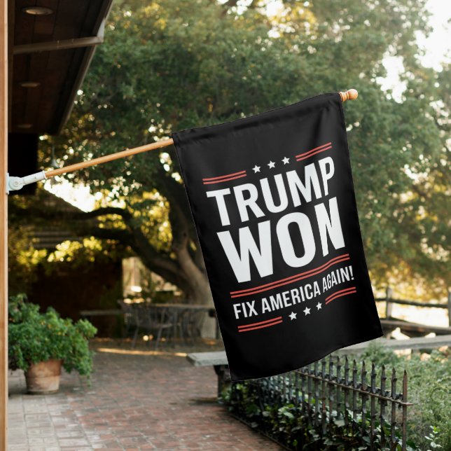 Trump Won MAGA Trump Winner 2024 Fix America Again House Flag (In SItu)