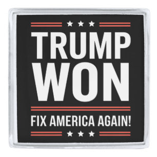 Trump Won MAGA Trump Winner 2024 Fix America Again Silver Finish Lapel Pin