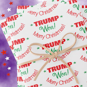 TRUMP Won! Red Green Merry Christmas Set Gift Wrap