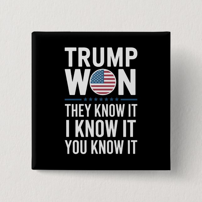 Trump Won They Know It 2024 47th President Winning Button (Front)