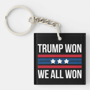Trump Won We All Won 2024 USA Flag Trump Won Keychain