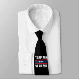 Trump Won We All Won 2024 USA Flag Trump Won Neck Tie