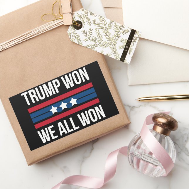 Trump Won We All Won 2024 USA Flag Trump Won Rectangular Sticker (Gifting)