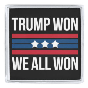 Trump Won We All Won 2024 USA Flag Trump Won Silver Finish Lapel Pin