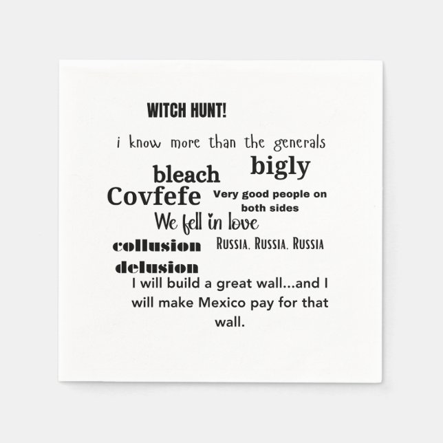 Trump Word Cloud Typography  Napkins (Front)
