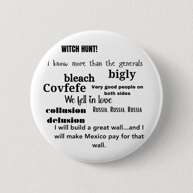 Trump Word Cloud Typography Political Button (Front)