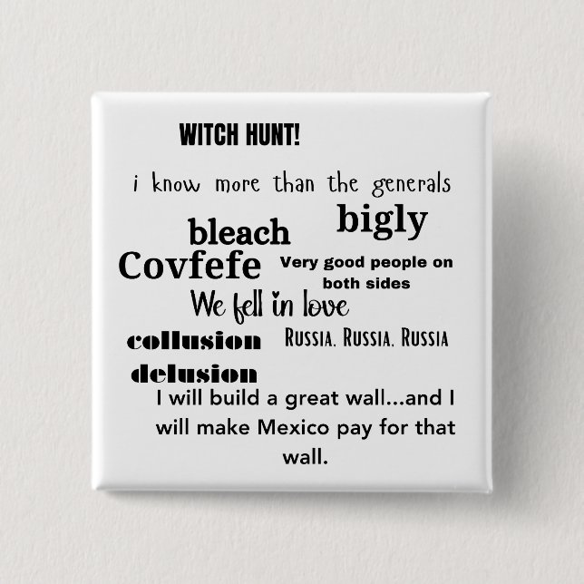 Trump Word Cloud Typography Political Button (Front)