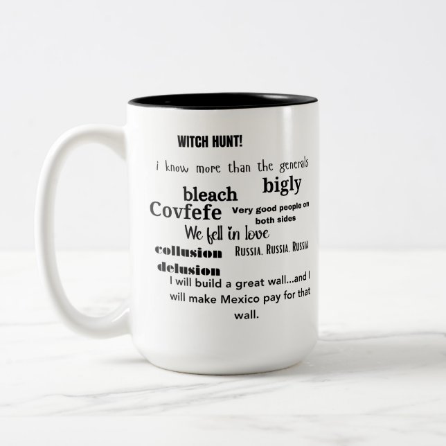 Trump Word Cloud Typography Two-Tone Coffee Mug (Left)