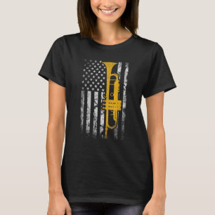 Trumpet American USA Flag Music Player Trumpet Pla T-Shirt