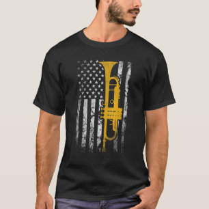 Trumpet American USA Flag Music Player Trumpet Pla T-Shirt