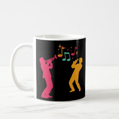 Trumpet and saxophone player image  coffee mug