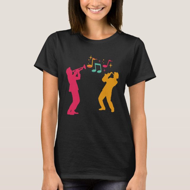 Trumpet and saxophone player image T-Shirt (Front)