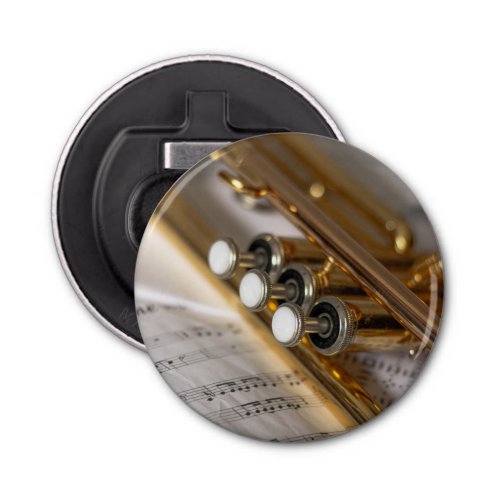Trumpet and Sheet Music Brass Instrument Bottle Opener