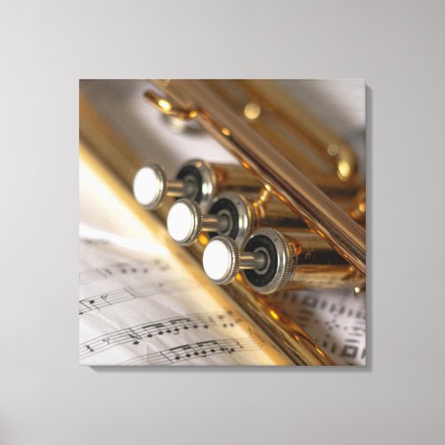 Trumpet and Sheet Music Brass Instrument Canvas Print