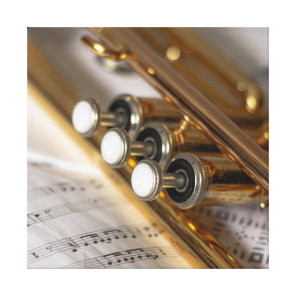 Trumpet and Sheet Music Brass Instrument Canvas Print