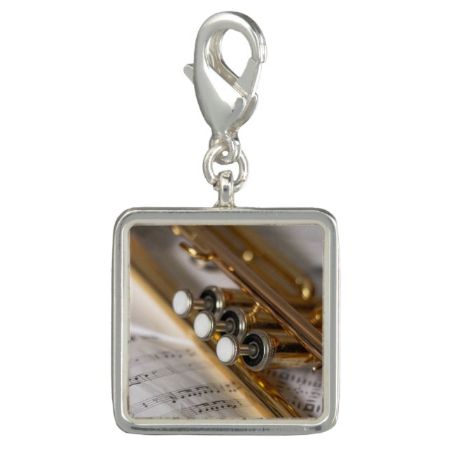 Trumpet and Sheet Music Brass Instrument Charm (Front)