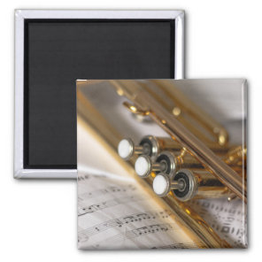 Trumpet and Sheet Music Brass Instrument Magnet