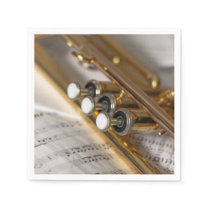Trumpet and Sheet Music Brass Instrument Napkins