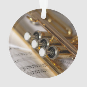 Trumpet and Sheet Music Brass Instrument Ornament
