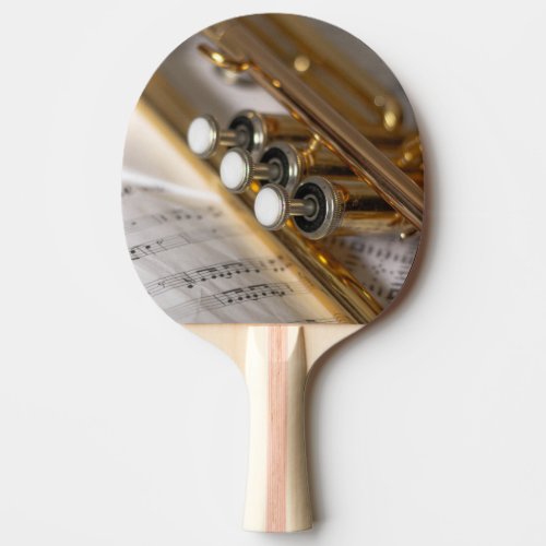 Trumpet and Sheet Music Brass Instrument Ping Pong Paddle
