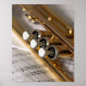 Trumpet and Sheet Music Brass Instrument Poster