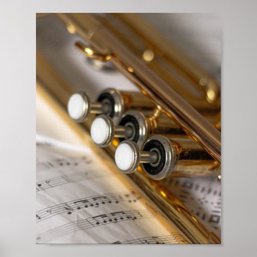 Trumpet and Sheet Music Brass Instrument Poster